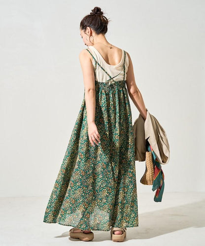印度腰果花印花吊帶連衣裙