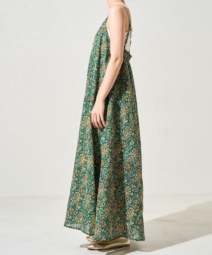 印度腰果花印花吊帶連衣裙