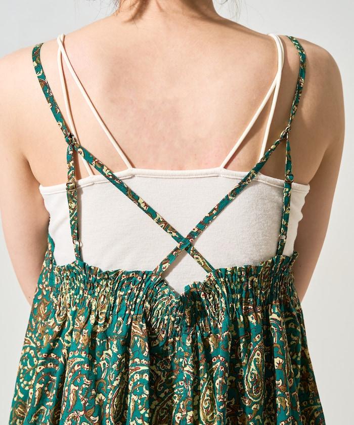 印度腰果花印花吊帶連衣裙