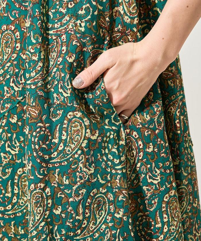 印度腰果花印花吊帶連衣裙