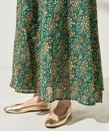 印度腰果花印花吊帶連衣裙