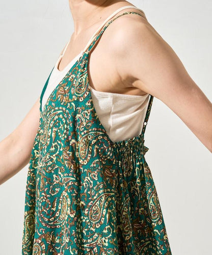 印度腰果花印花吊帶連衣裙