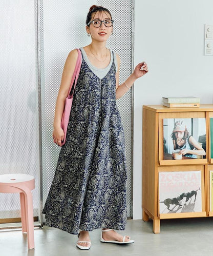 印度腰果花印花吊帶連衣裙