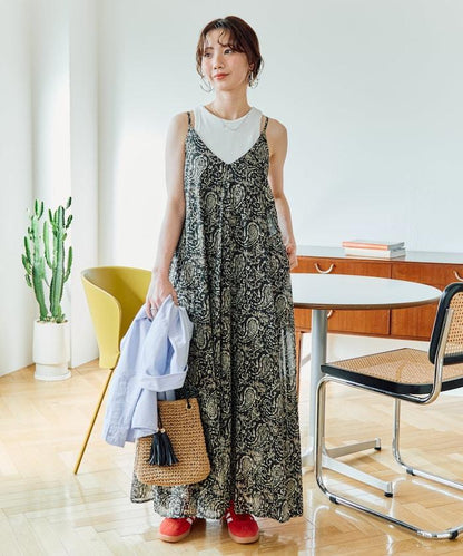 印度腰果花印花吊帶連衣裙