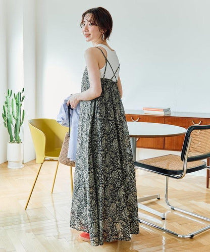 印度腰果花印花吊帶連衣裙