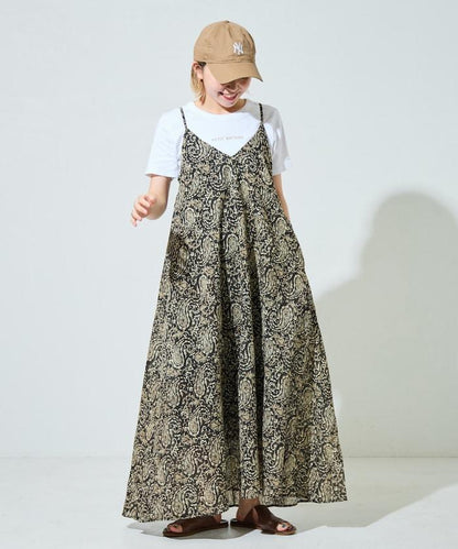 印度腰果花印花吊帶連衣裙