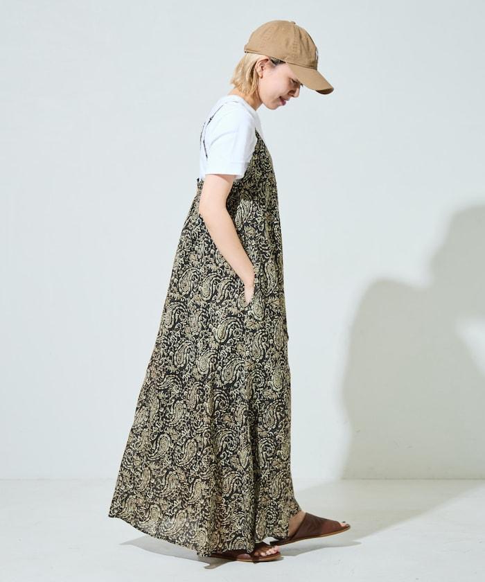 印度腰果花印花吊帶連衣裙