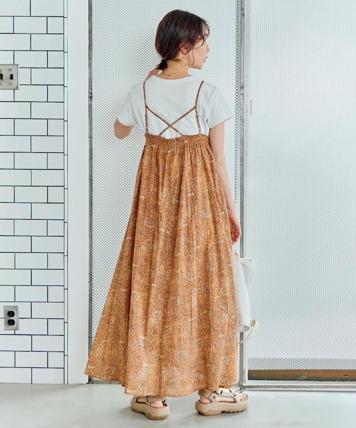 印度腰果花印花吊帶連衣裙