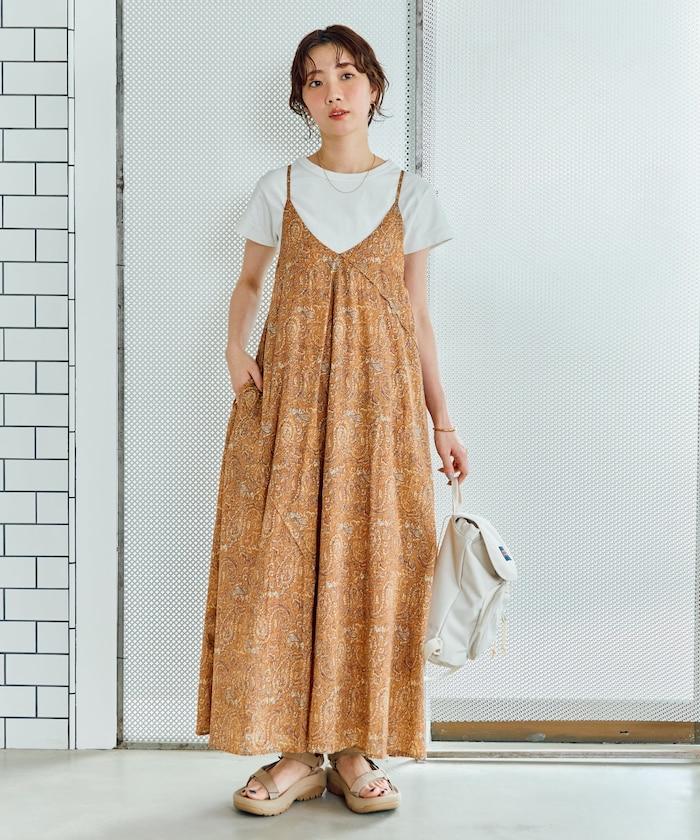 印度腰果花印花吊帶連衣裙