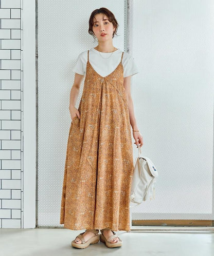 印度腰果花印花吊帶連衣裙