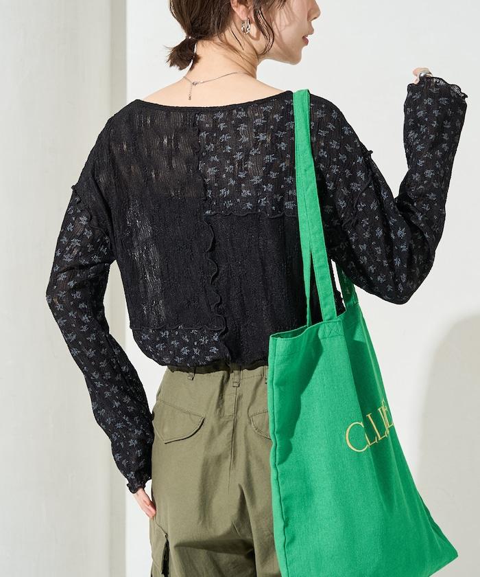 小花印花拼接蕾絲上衣