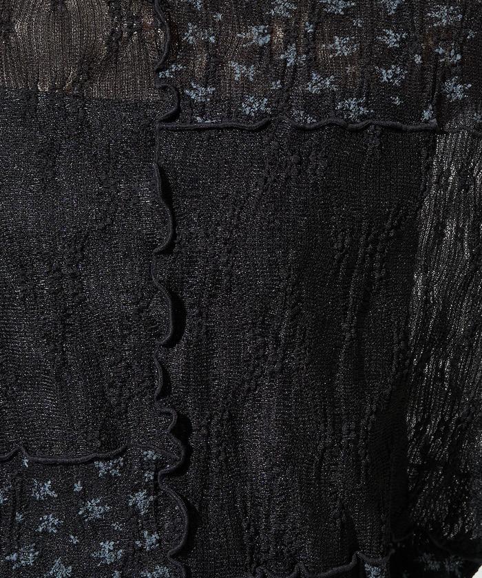 小花印花拼接蕾絲上衣