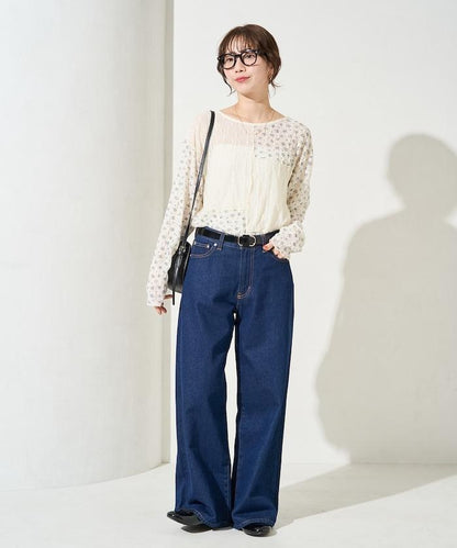 小花印花拼接蕾絲上衣