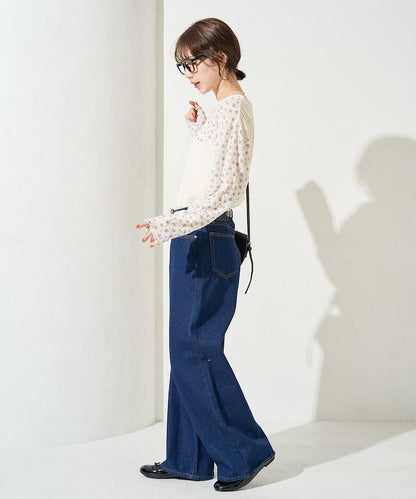 小花印花拼接蕾絲上衣