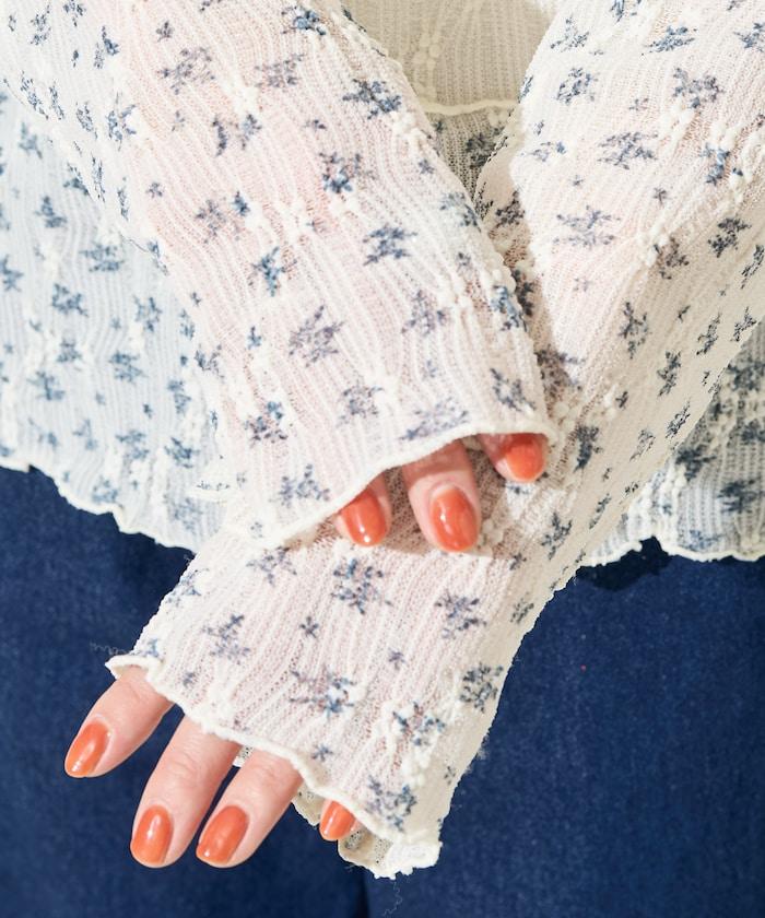 小花印花拼接蕾絲上衣