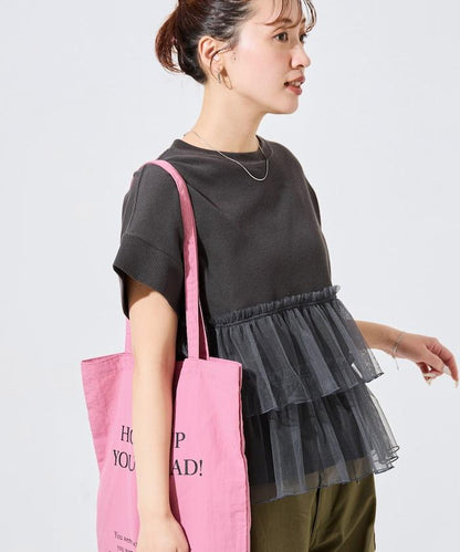 輕質華夫格網紗拼接短袖T恤