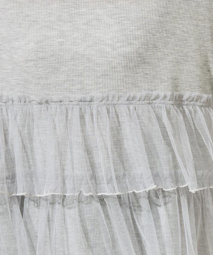 輕質華夫格網紗拼接短袖T恤