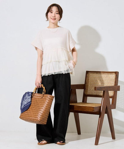 輕質華夫格網紗拼接短袖T恤