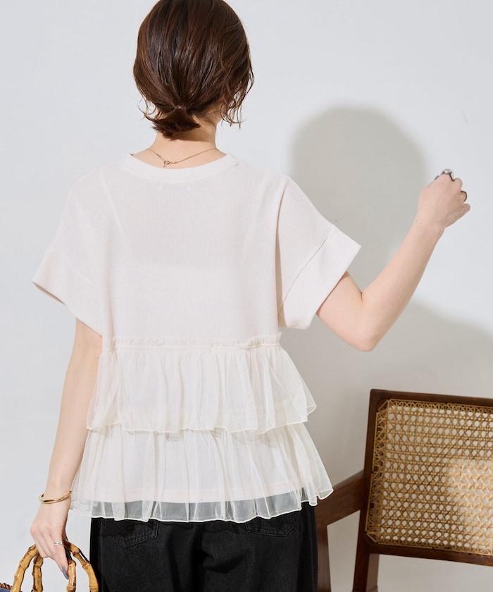 輕質華夫格網紗拼接短袖T恤