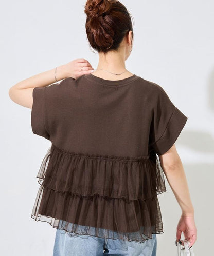 輕質華夫格網紗拼接短袖T恤