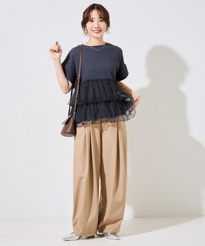 輕質華夫格網紗拼接短袖T恤