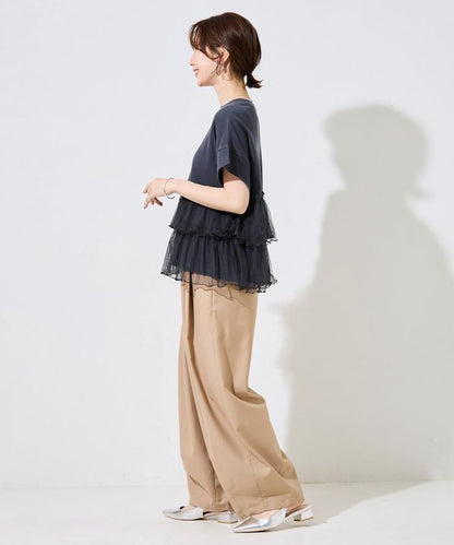 輕質華夫格網紗拼接短袖T恤