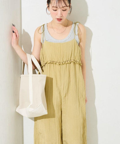 皺感蓬鬆荷葉邊連體褲