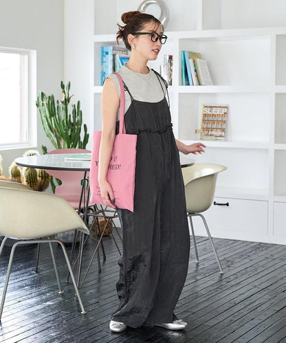 皺感蓬鬆荷葉邊連體褲