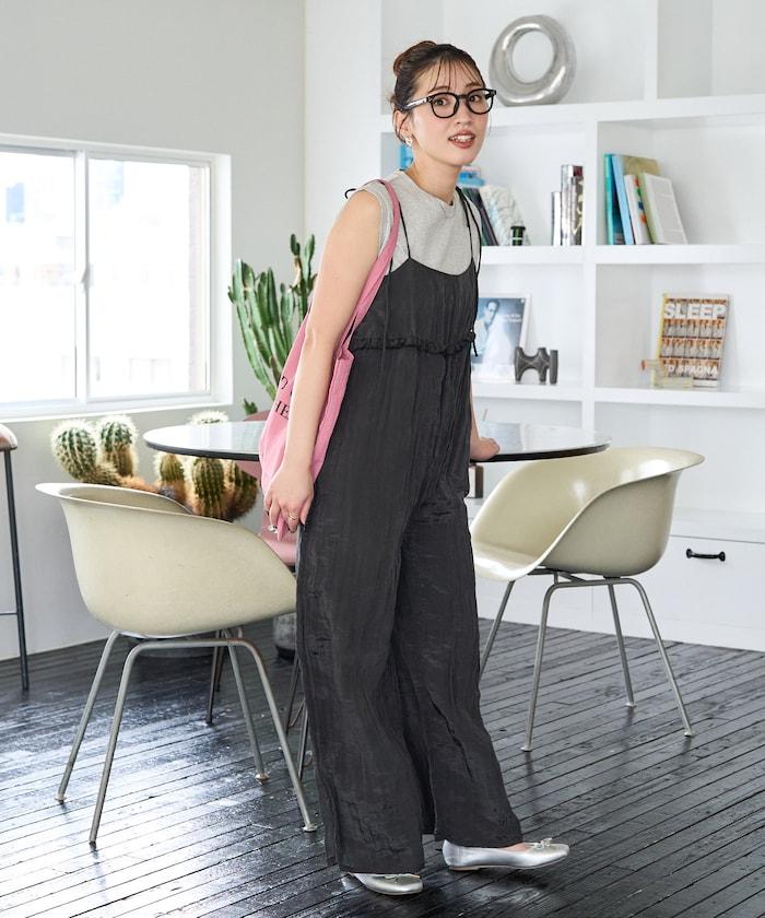 皺感蓬鬆荷葉邊連體褲