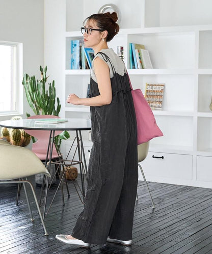 皺感蓬鬆荷葉邊連體褲