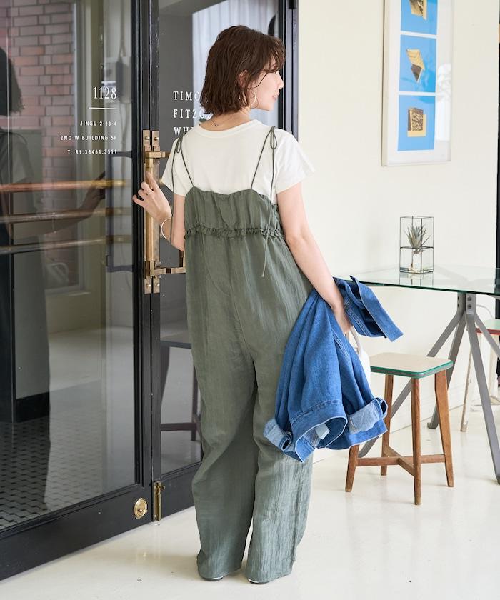 皺感蓬鬆荷葉邊連體褲