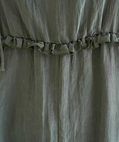 皺感蓬鬆荷葉邊連體褲