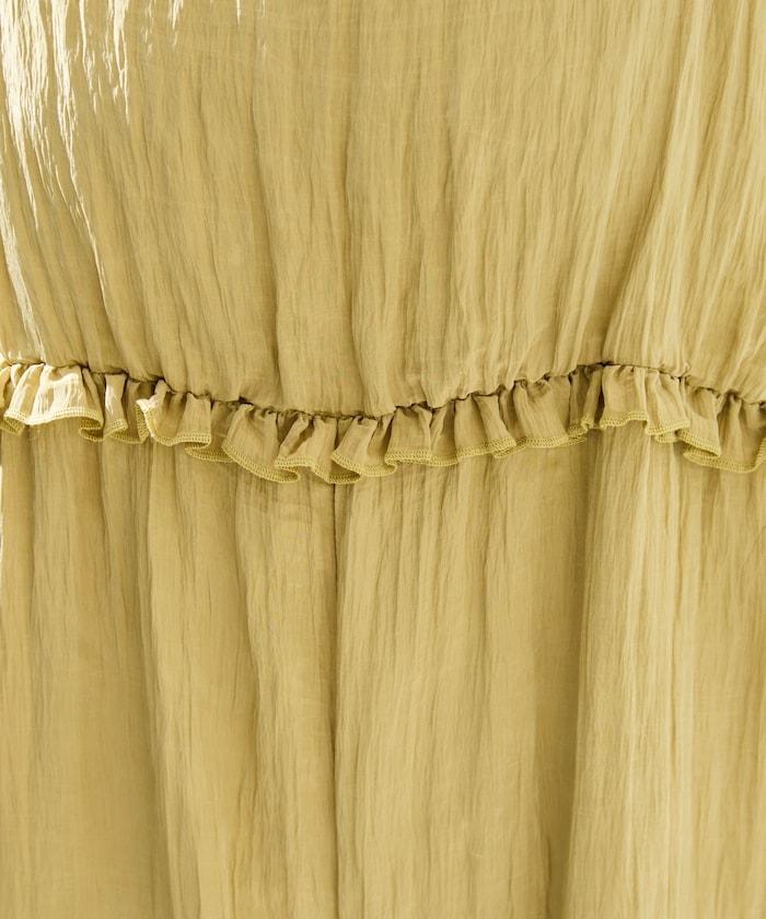 皺感蓬鬆荷葉邊連體褲