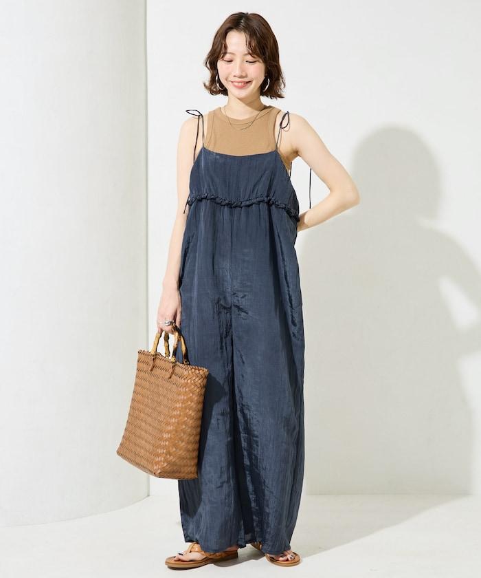 皺感蓬鬆荷葉邊連體褲