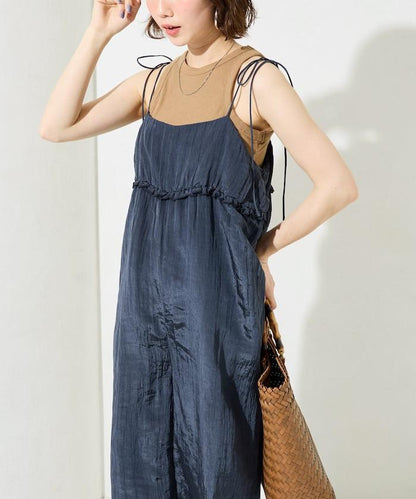 皺感蓬鬆荷葉邊連體褲