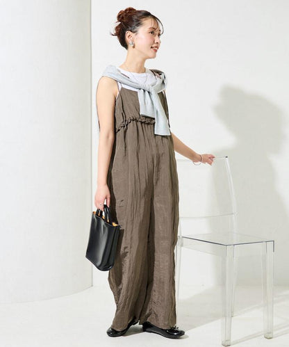 皺感蓬鬆荷葉邊連體褲