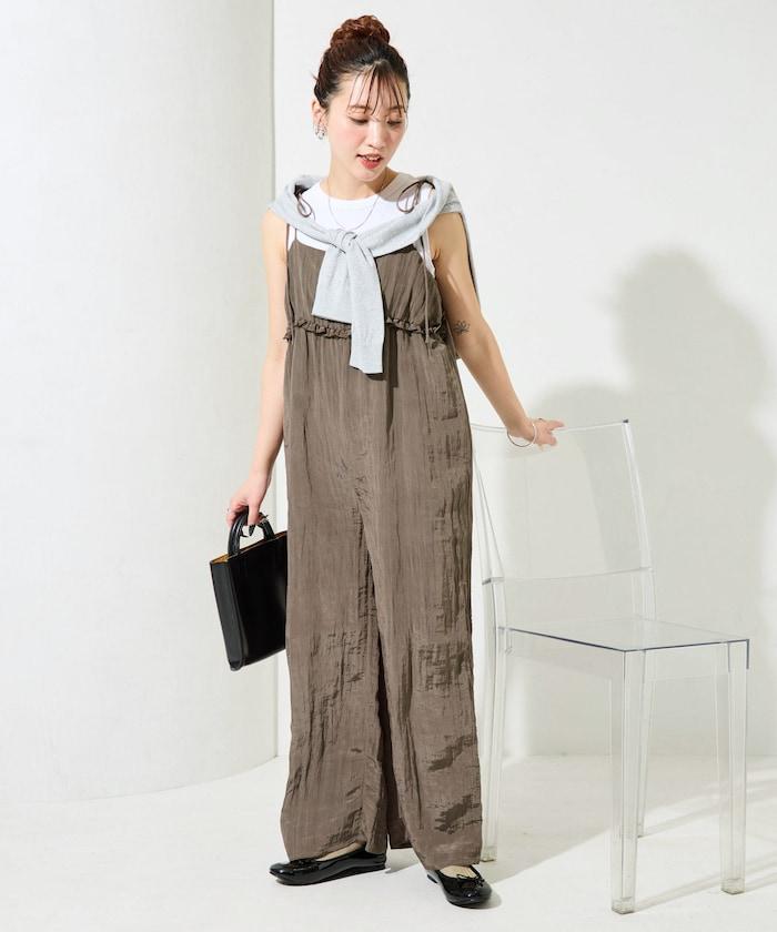 皺感蓬鬆荷葉邊連體褲