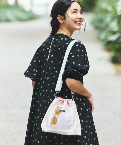 UV防曬 泡泡袖 牛仔風 花卉圖案 連衣裙