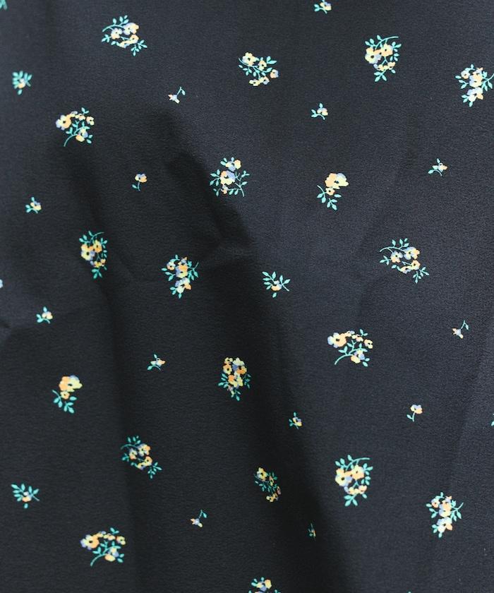 UV防曬 泡泡袖 牛仔風 花卉圖案 連衣裙