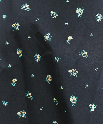 UV防曬 泡泡袖 牛仔風 花卉圖案 連衣裙