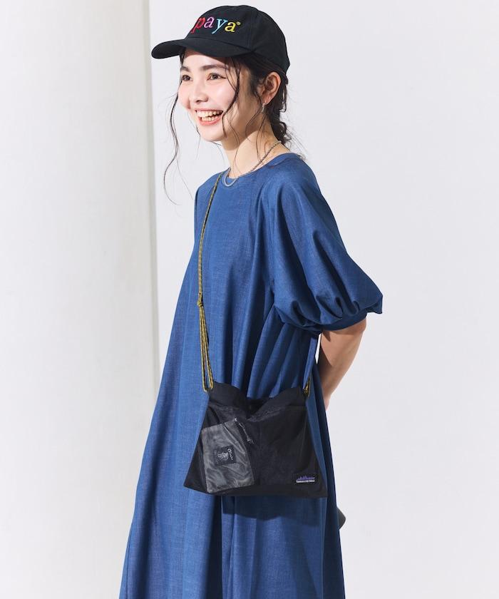 UV防曬 泡泡袖 牛仔風 花卉圖案 連衣裙