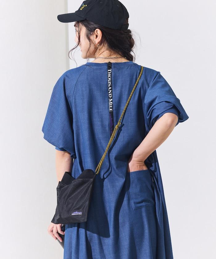 UV防曬 泡泡袖 牛仔風 花卉圖案 連衣裙