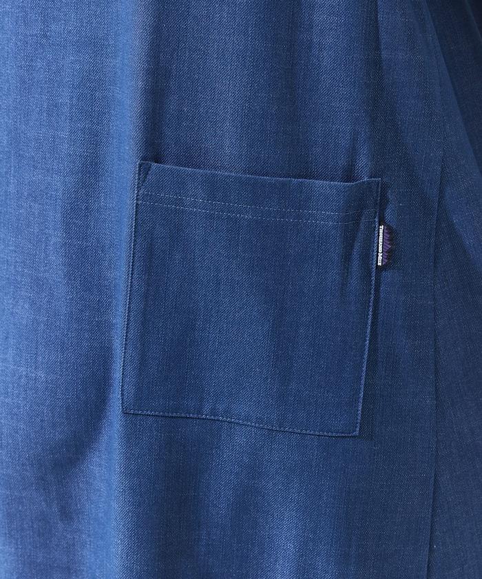 UV防曬 泡泡袖 牛仔風 花卉圖案 連衣裙