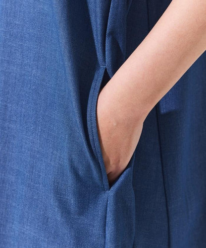 UV防曬 泡泡袖 牛仔風 花卉圖案 連衣裙