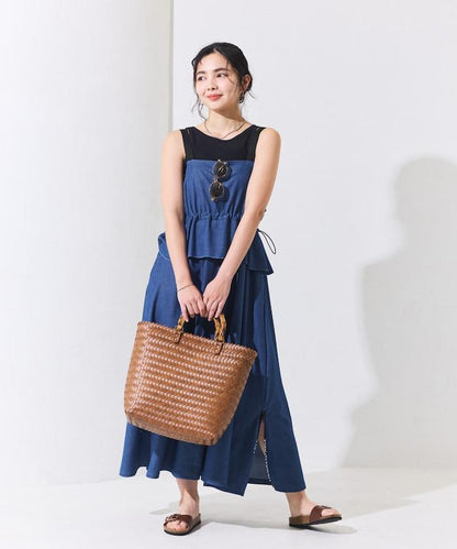 防曬牛仔風 荷葉褶 揹帶連衣裙