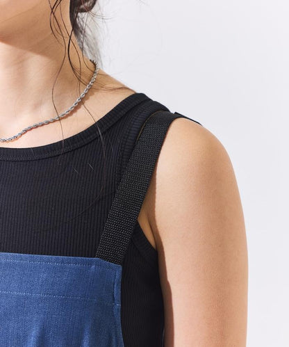 防曬牛仔風 荷葉褶 揹帶連衣裙