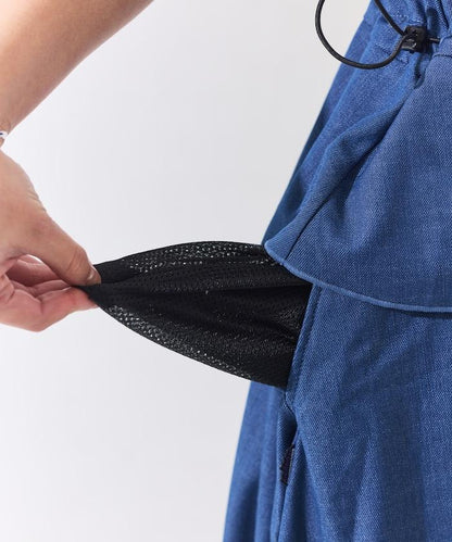 防曬牛仔風 荷葉褶 揹帶連衣裙