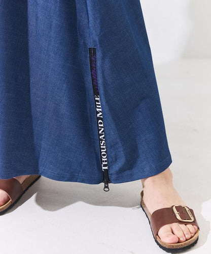 防曬牛仔風 荷葉褶 揹帶連衣裙