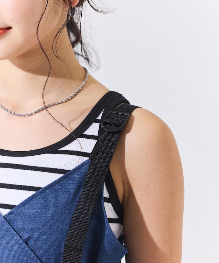 防曬交叉裹身吊帶花卉圖案牛仔風套裝