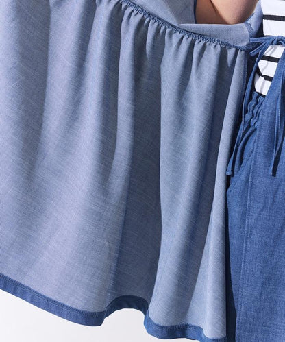 防曬交叉裹身吊帶花卉圖案牛仔風套裝